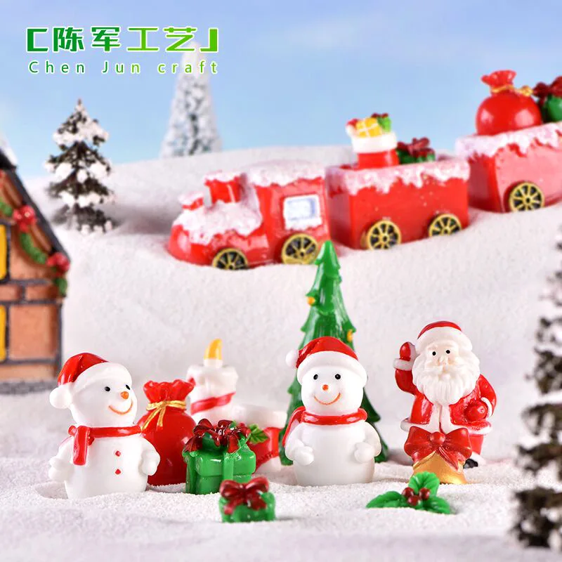 

Mini Resin Christmas Decoration Santa Claus Snowman Tree Micro Landscape Model DIY Miniature Garden Figurines Home Decoration