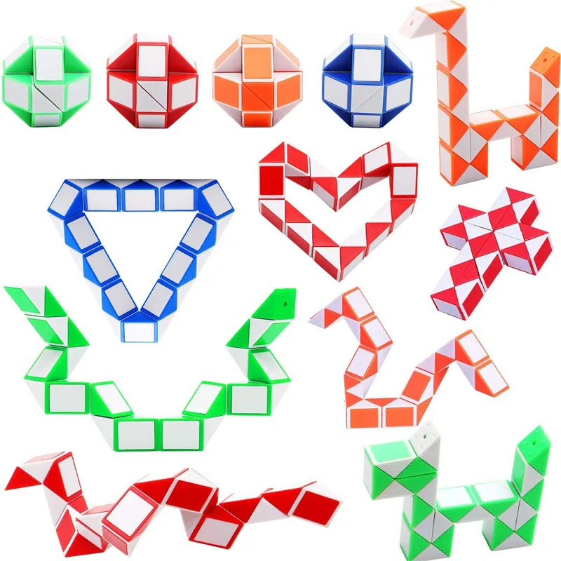 24 блока волшебный Змеиный куб твист головоломка игрушки для детей пластиковая