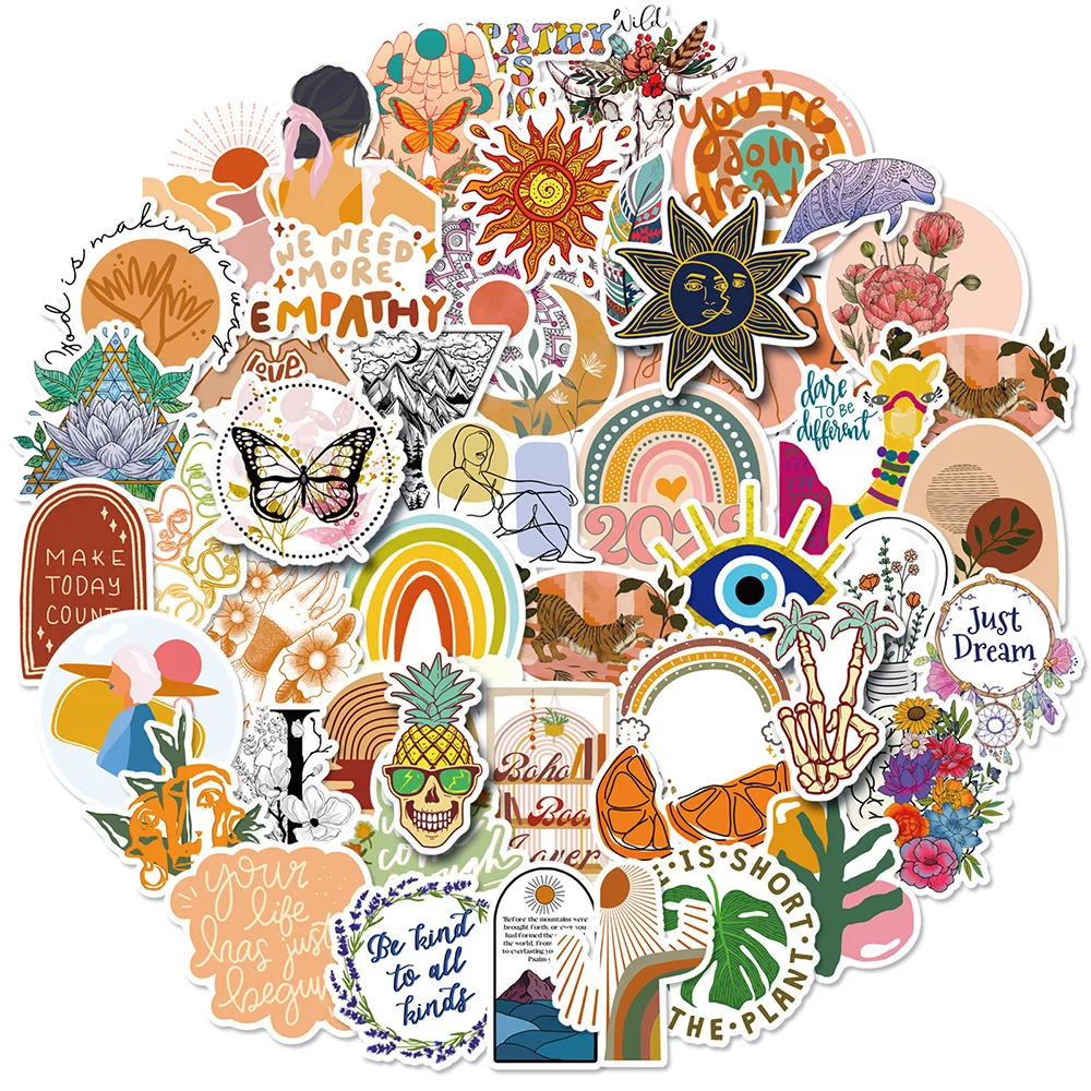 

10/30/50PCS Cute Cartoon Bohemian Stickers Graffiti Aesthetic Decal Scrapbook Laptop Phone Waterproof Sticker Kid Classic Toy