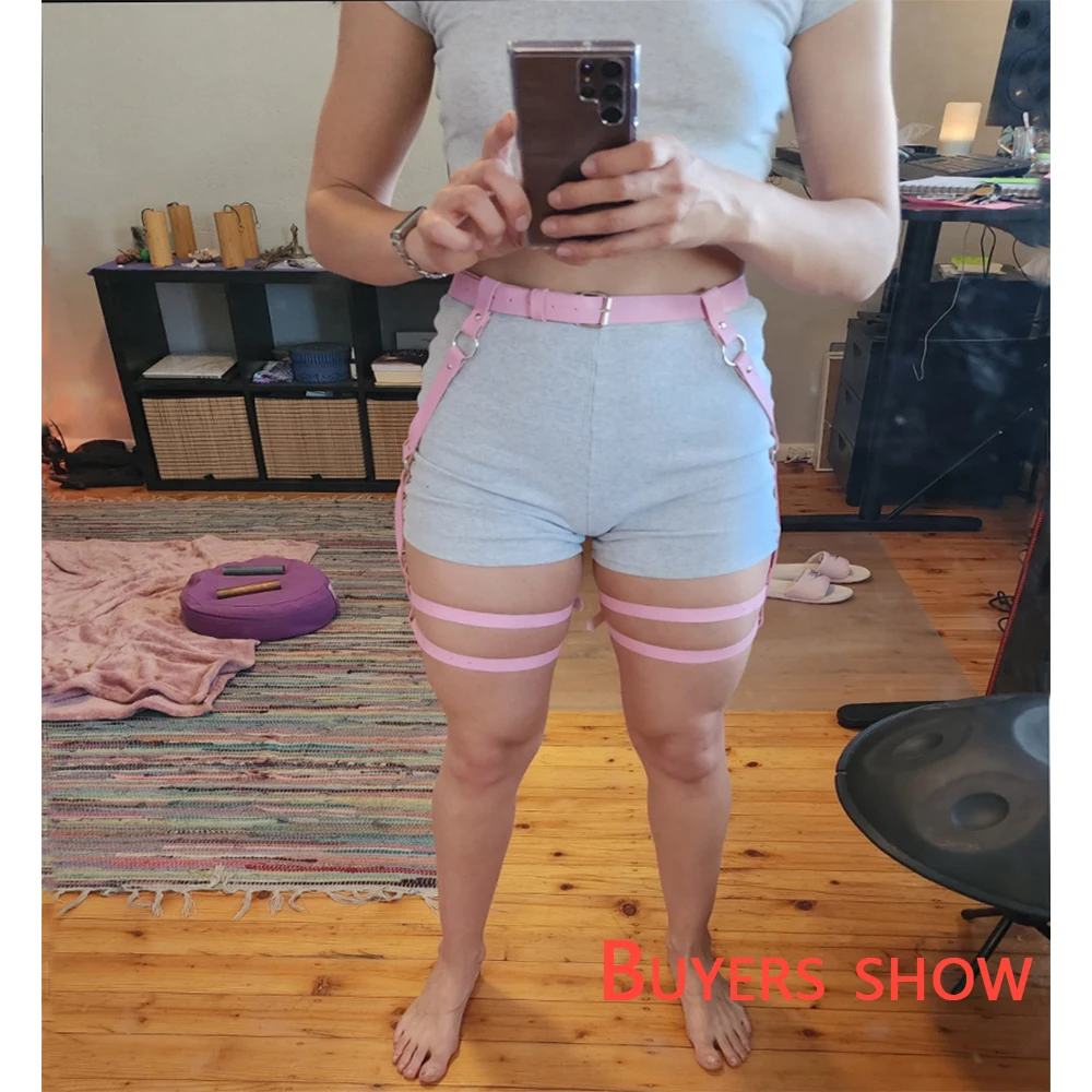 Розовый кожаный Клетчатый Ремень ремни для тела женское белье подтяжки бондаж в