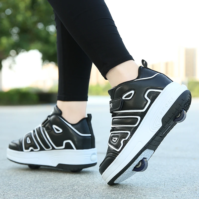 

Children Boy Girl Roller Skating Wheel Sneaker Shoe for Boys Girls Kids Tennis Skate Sneakers Shoes with Double Two Wheels