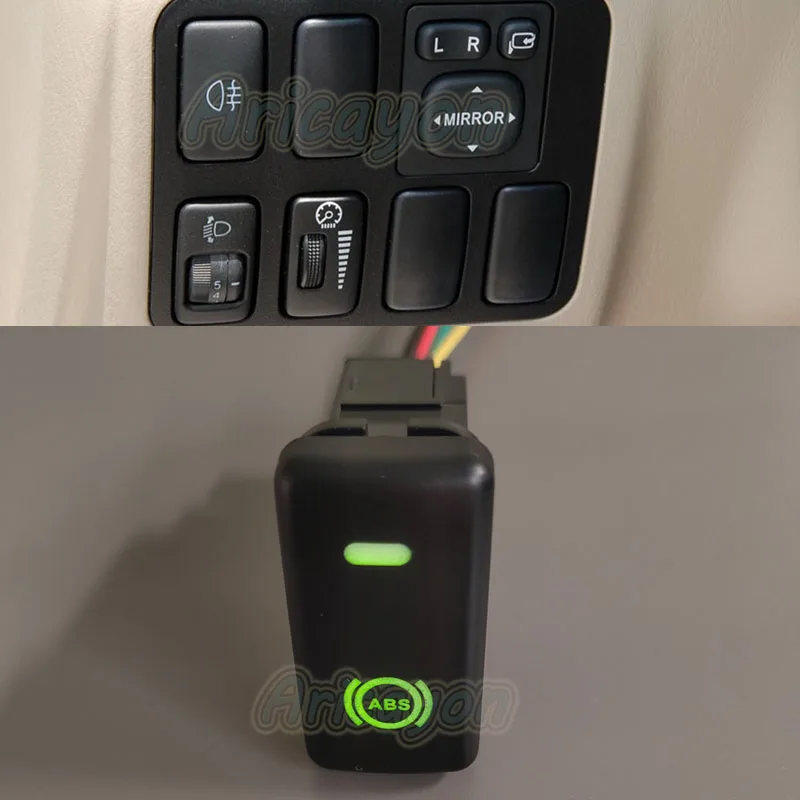 

Green Light Car ABS Button Switch with Connecting Wire for Toyota Tacoma FJ Cruiser Landcruiser Prado 120 Hilux LC76 REIZ
