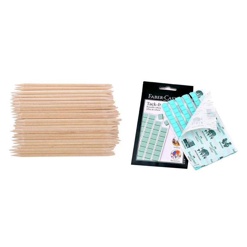 

100 Pcs Wooden Stick With Lace Nail Art Nail Care & 1 Pcs Nail Art Clay Reusable Adhesive Clay