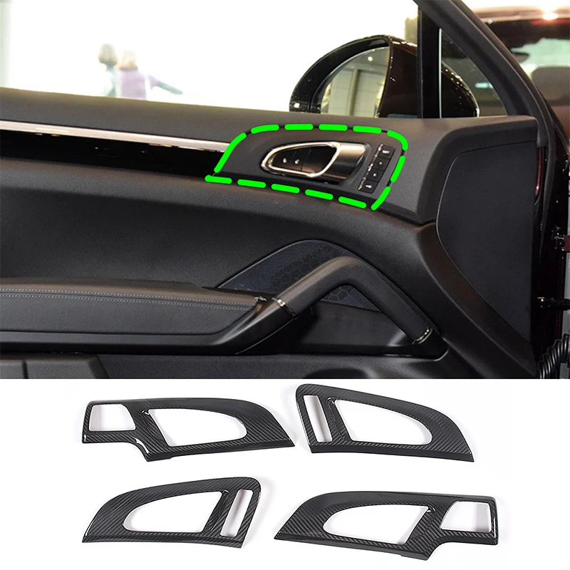 

For Porsche Cayenne 2011-2017 Real Carbon Fiber Car Inner Door Handle Frame Cover Trim Sticker Car Accessories