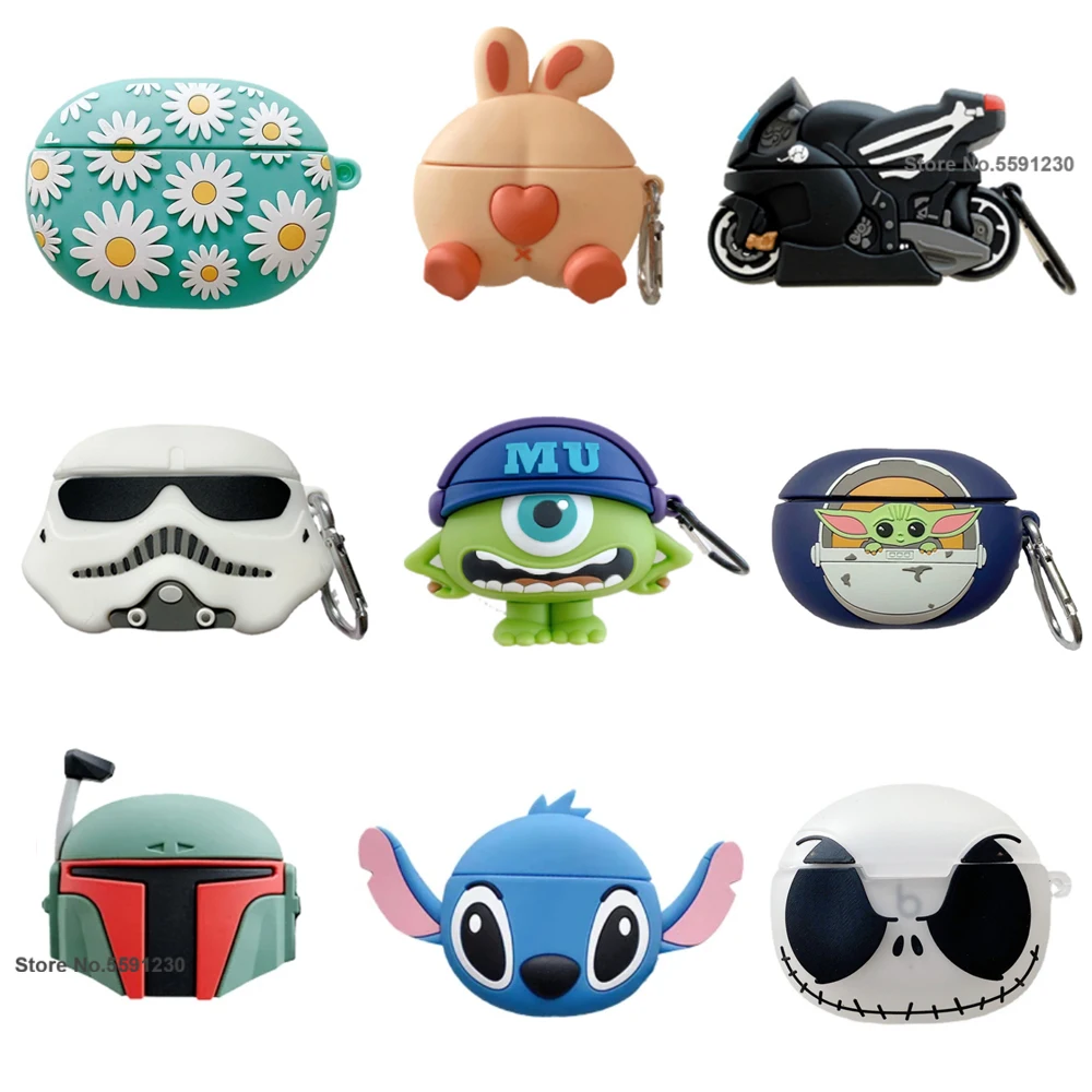 

3D Cartoon Case for Beats Studio Buds Case Yoda Stitch Earphone Protective Case Accessories Wireless Earbuds Portable Charge Box