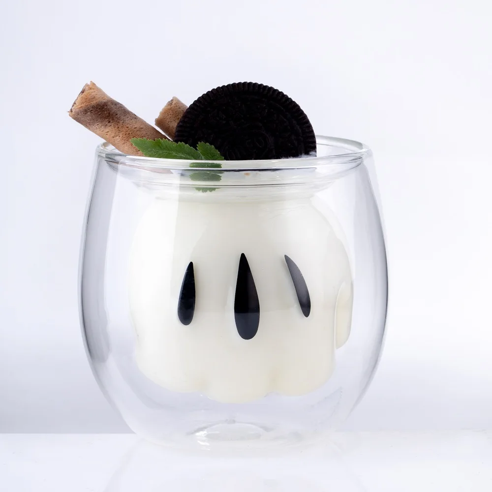 

Originality Cartoon Glass Double Wall Transparent Coffee Mug Cold Drink CupsLatte Coffee Cups Restaurant Milk Shake Cappuccino