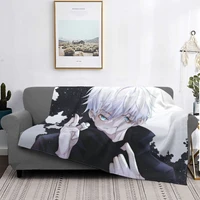 gojo satoru collage manga blankets velvet print anime multifunction lightweight throw blanket for home bedroom bedspread 1