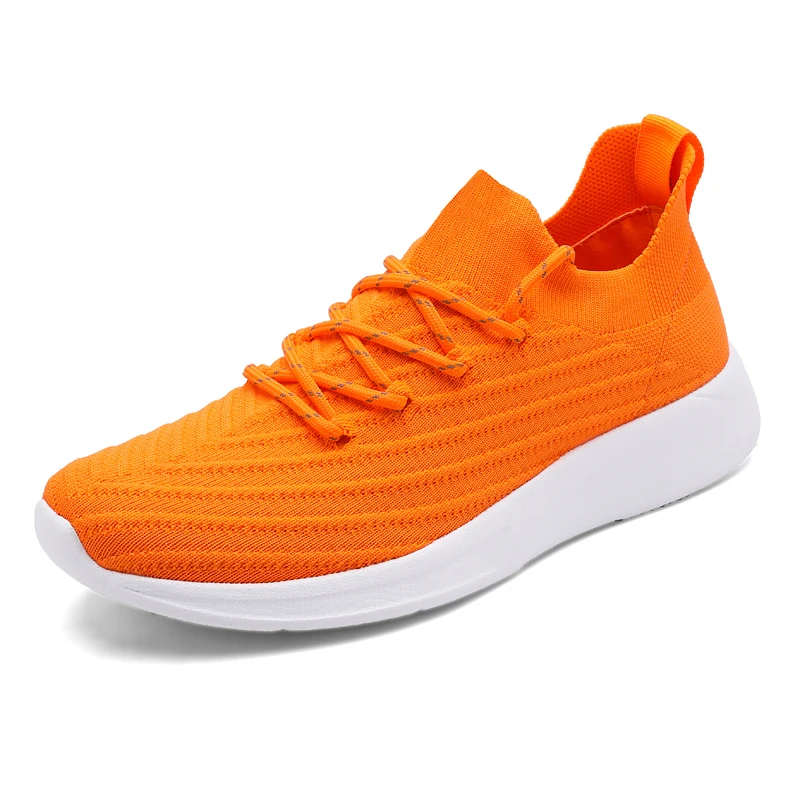 New large size men's fashion flying mesh casual shoes comfortable sports thick sole anti-slip wear-resistant