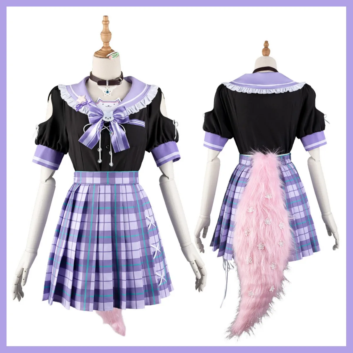 Виртуальный YouTuber Hakui Koyori Косплей Костюм Hololive парик японский фиолетовый