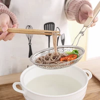 kitchen tools oil pot strainer wood handle anti scald skimmer ladle skimmer oval fine mesh stainless steel for food kitchen tool