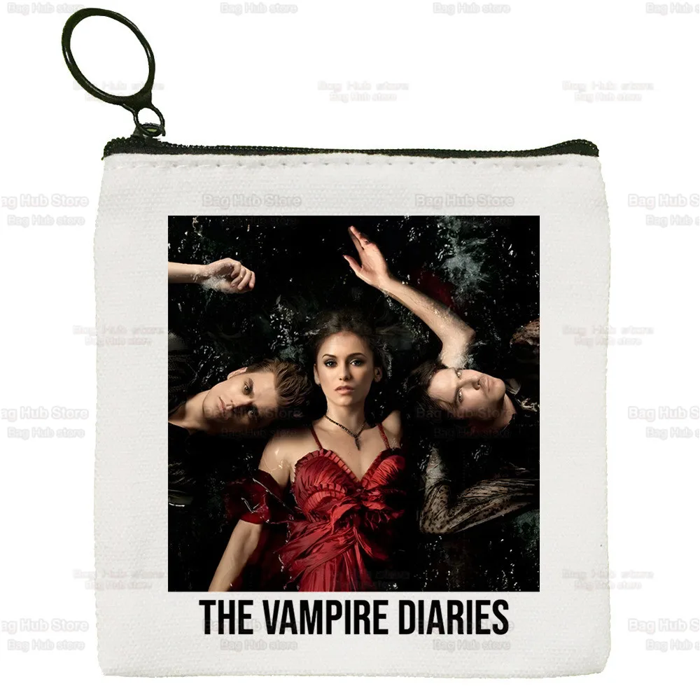 The Vampire Diaries Coin Purse Female Mini Canvas Art Elena Katherine Cute Key Case Vintage Gilbert Coin Purse Student Wallet