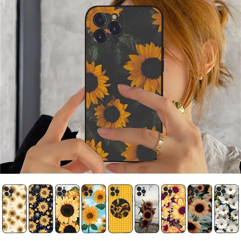 

Sunflower Floral Flower Phone Case For iPhone 14 11 12 13 Mini Pro Max 8 7 6 6S Plus X SE 2020 XR XS Funda Case