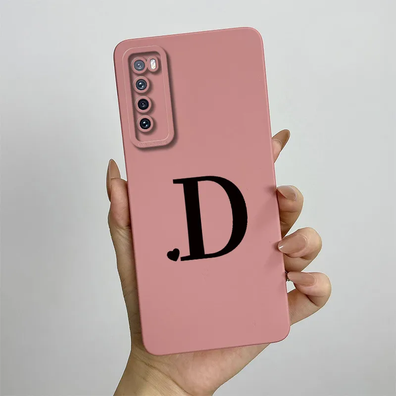 For Huawei nova 7 5G Case SE Cover JEF-NX9 CDY-NX9A CDY-NX9B Cute Letters Square Phone Shockproof Back