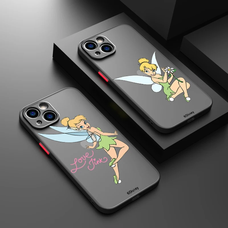 

Cartoon Disney Tinker Bell Girl For Apple iPhone 14 13 12 Mini 11 Pro XS MAX XR X 8 7 Plus Frosted Translucent Phone Case Cover