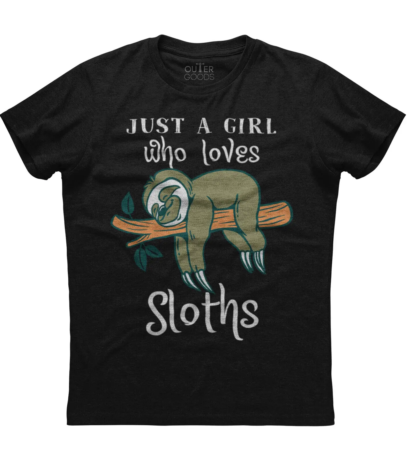 

Just A Girl Who Loves Sloths Funny Short O-Neck Cotton T Shirt Men Casual Short Sleeve Tees Tops Camisetas Mujer