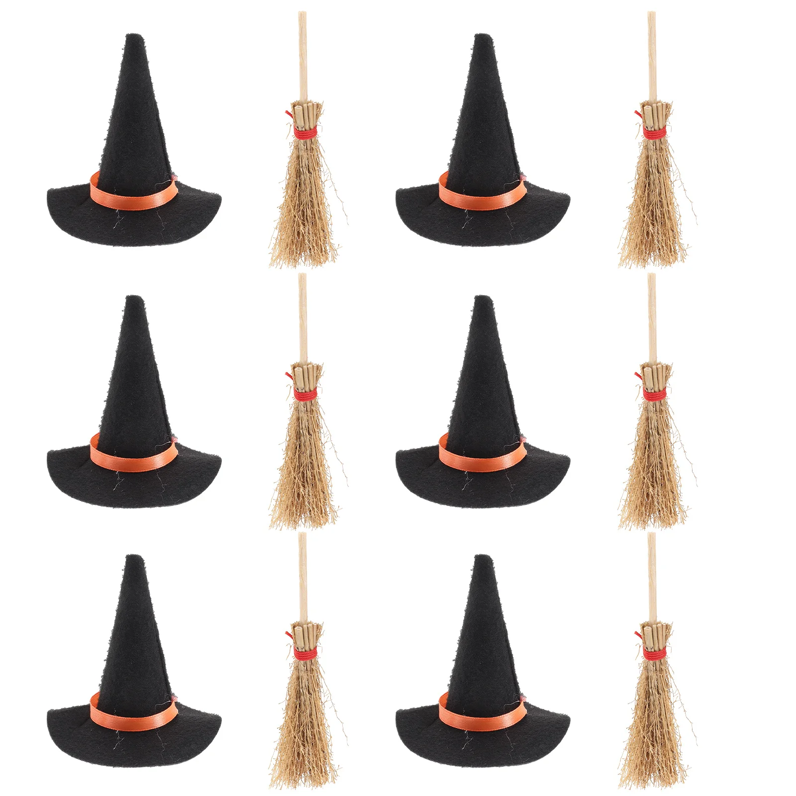 

12 Pcs Mini Witch Hat Miniature Hats Small Decoration Broom DIY Accessories Cake Bulk House Decors