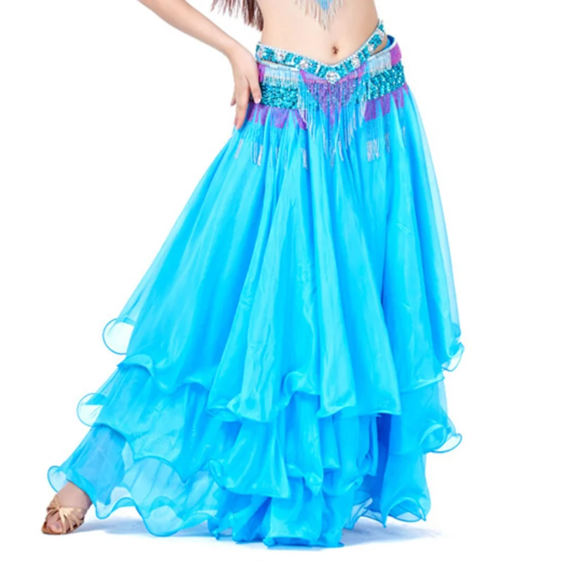 

Women Belly Dance Clothes Full Circle Maxi Skirts 3 Layers Ruffles Belly Dance Long Skirts (without belt)