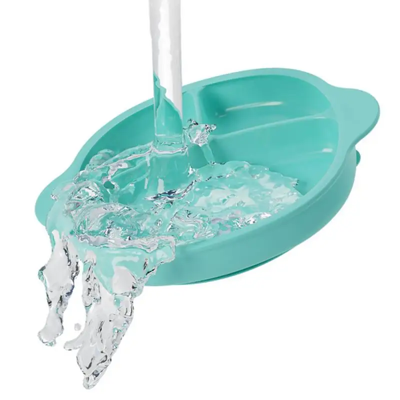

Toddler Feeding Divided Bowl Silicone Suction Plate With 3 Compartments Dishwasher Safe Led Weaning Supplies Heatproof Bowl For