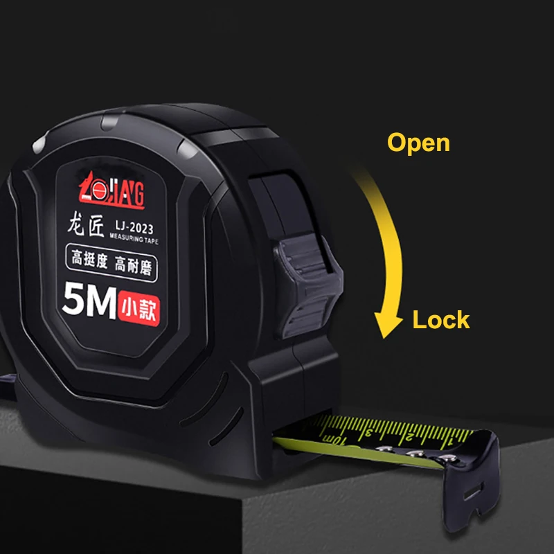 Thickened Self Locking Fluorescent Steel Measurement Meters Retractable Measuring Tape Carpentry Tool