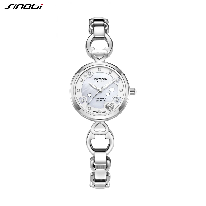 SINOBI Elegant Woman Watches Full Stainless Steel Ladies Quartz Wristwatches New Fashion Silver Women's 5 Bar Waterproof Clock enlarge