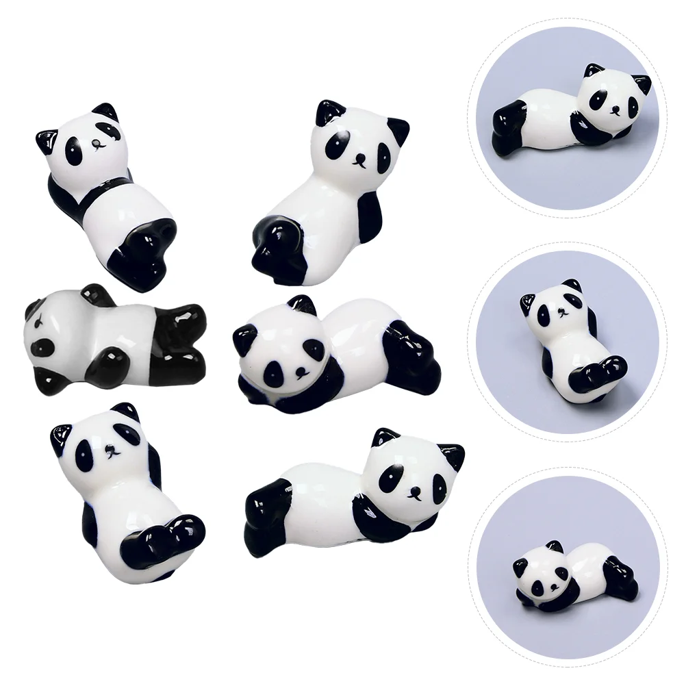 

6pcs Adorable Ceramic Panda Chopsticks Rest Rack Stand Chopstick Holder