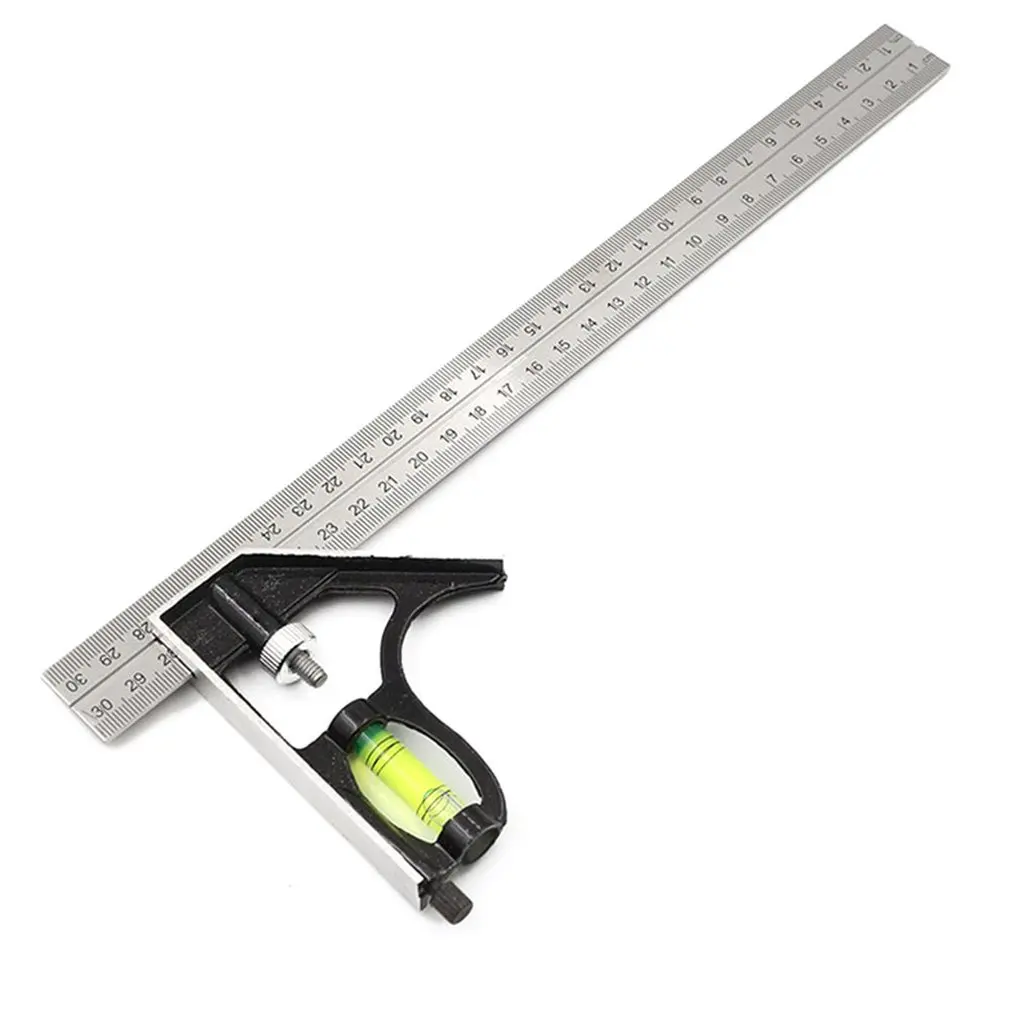 

300mm (12") Square Ruler Set Kit Adjustable Engineers Combination Try Square Ruler with Spirit Level and Scriber