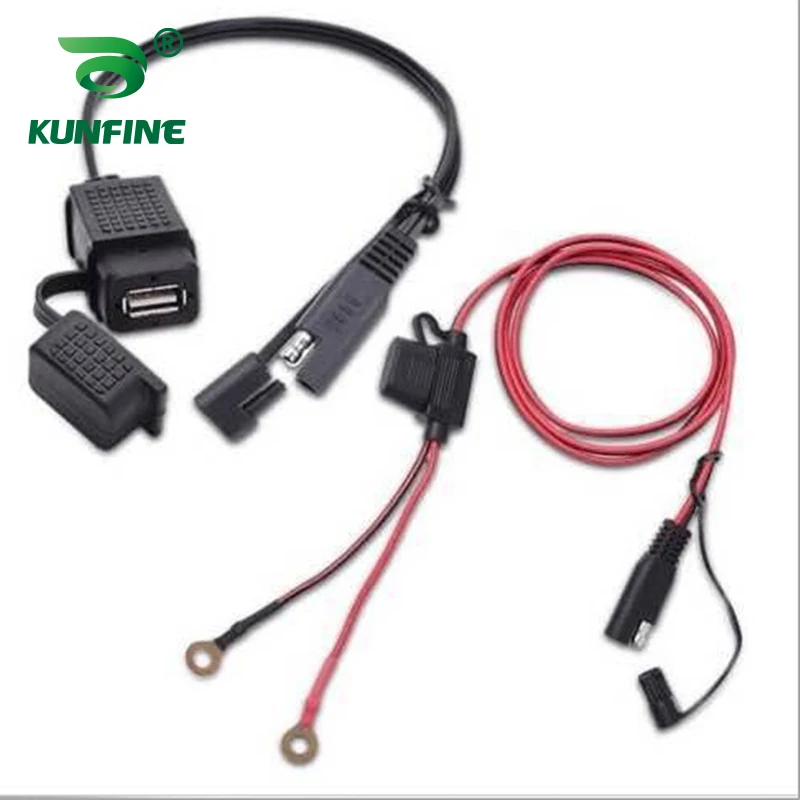 

Автомобильное зарядное устройство с одним USB-портом для мотоцикла, водонепроницаемое, 12–24 В, с кабелем