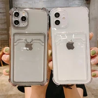 ottwn card bag holder clear phone case for iphone 13 12 11 pro max xr x xs se2020 7 8 plus soft tpu shockproof bumper back cover