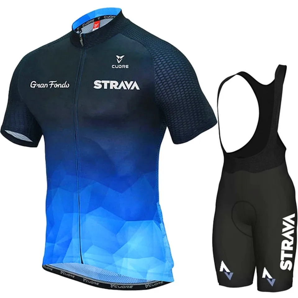 STRAVA Men's Cycling Clothing Summer Set Mountain Bike Comfort Jersey Equipment Sweat-Wicking and Quick-Drying