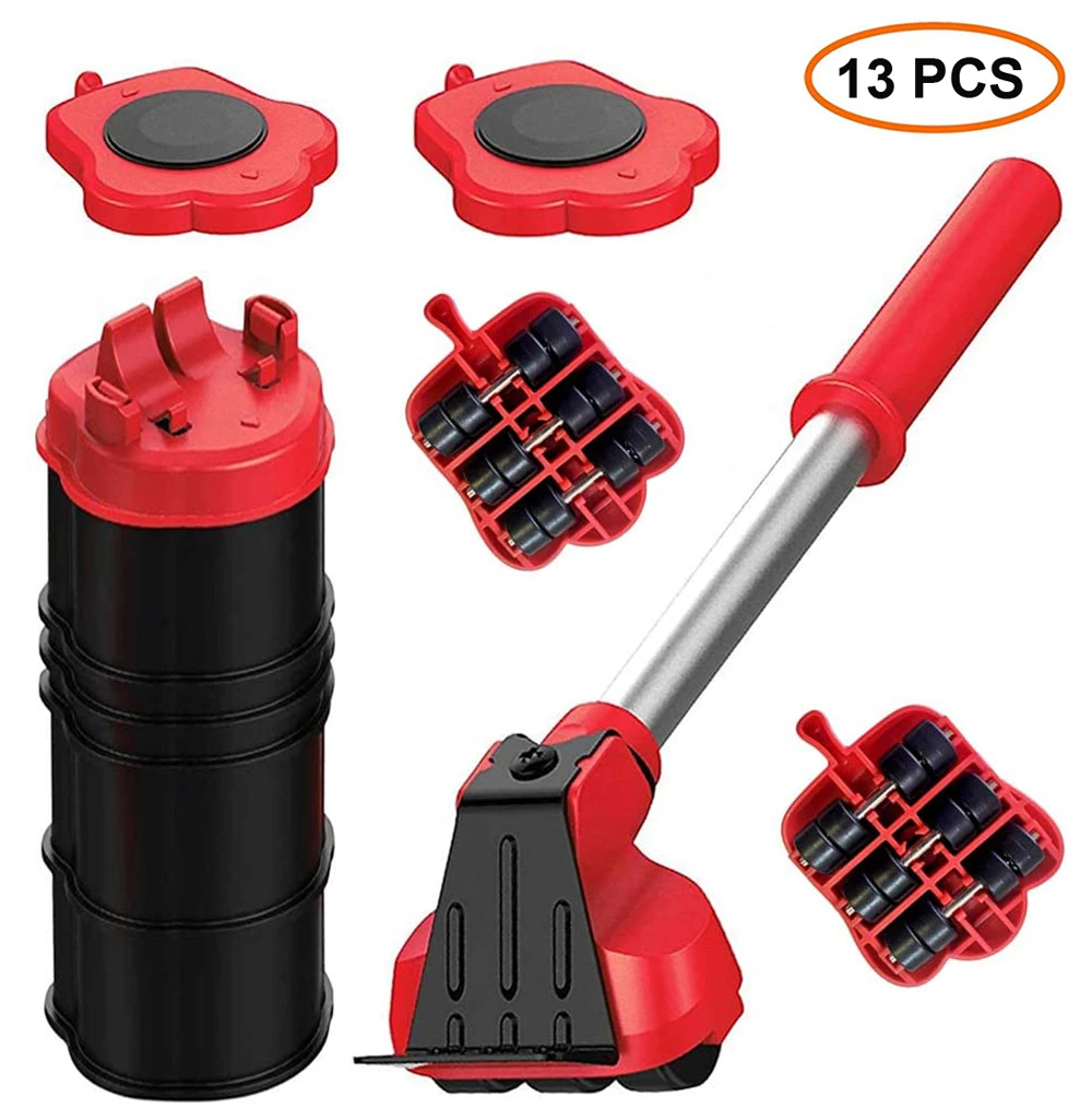 Heavy Duty Furniture Lifter Set Furniture Mover Tool Transport Lifter Heavy Stuffs Moving Wheel Roller Bar Hand Device Tools