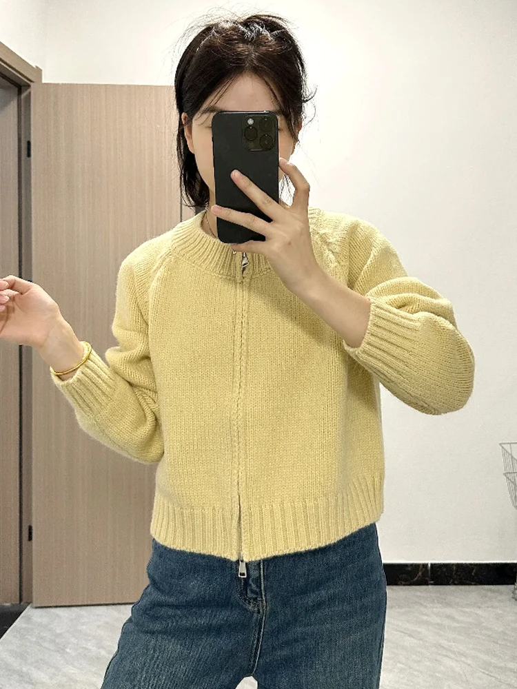 Маленький короткий кардиган на молнии свитер верхняя одежда женская осень и зима