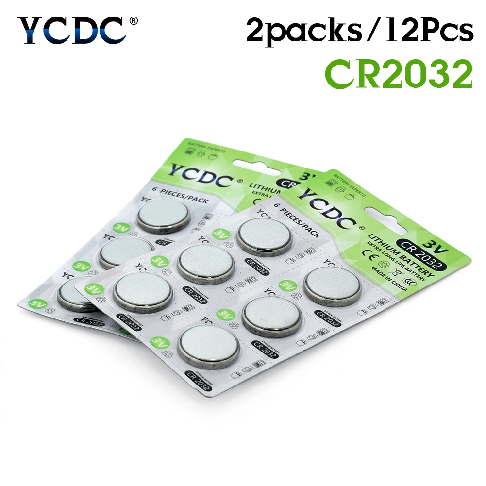 

YCDC 6-12 шт. 3 в CR2032 Литиевые кнопочные батареи 5004LC BR2032 ECR2032 CR 2032, одноразовая батарея для игрушек, часов, пультов дистанционного управления