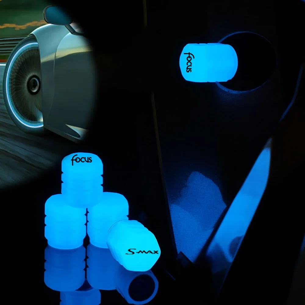 

Tire universal 5pcs Luminous Tire Valve Caps Wheel glow in the dark For Ford Focus Smax Cmax Bmax lettering LOGO