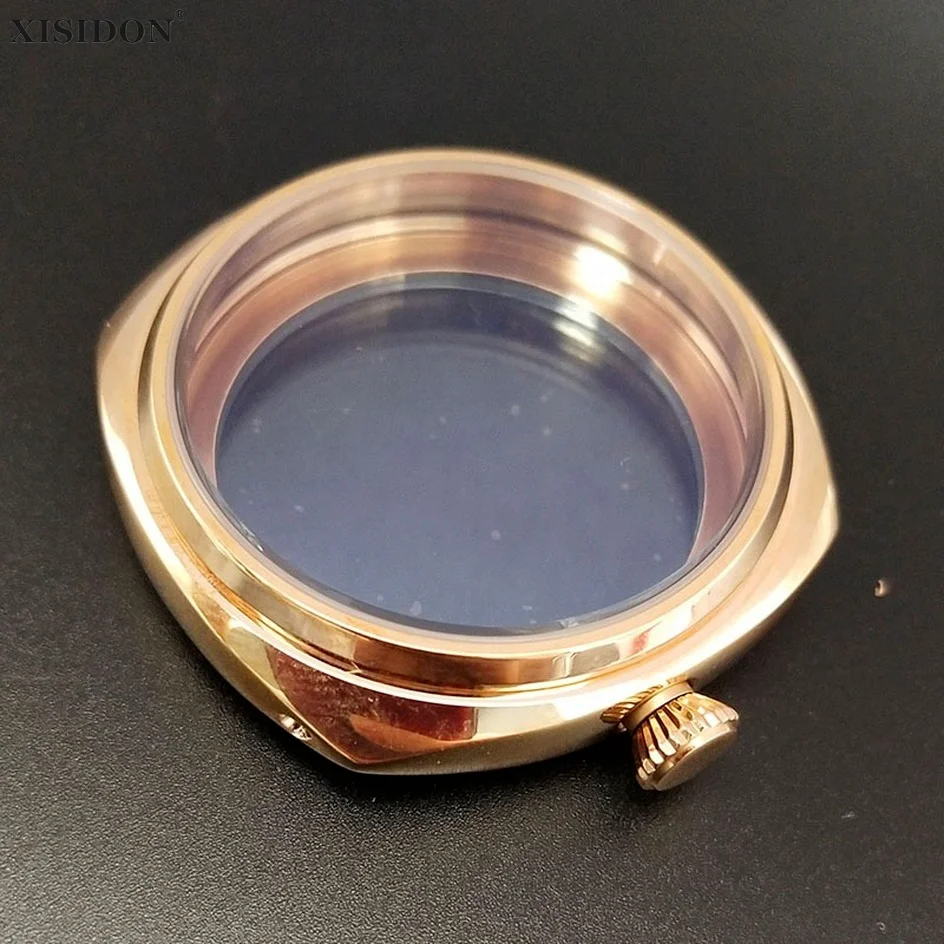 

45mm Watch Case Watch Polished Stainless Steel Gold Case Fit for ETA 6497/6498 Movement Watch Accessories Repair Parts