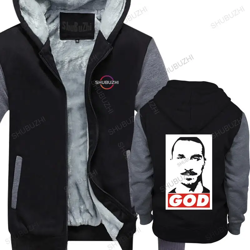 

mens vintage fashion hoodies winter cotton zipper hoody Zlatan Ibrahimovic god male brand thick hooded coat casual sweatshirt