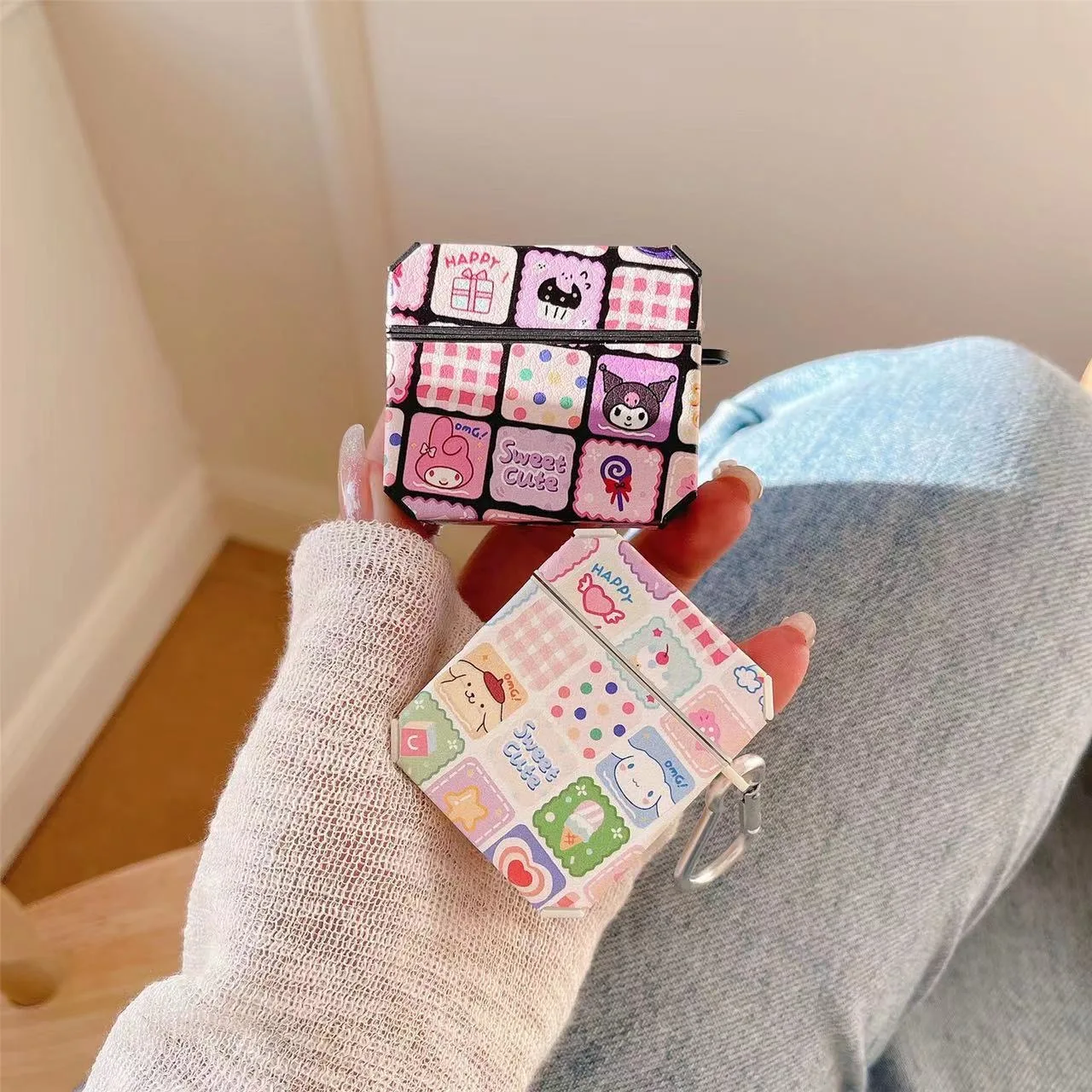 

Sanrio kuromi Cinnamoroll Tetris shape 3D Doll Earphones Case for Apple AirPods Air Pods 1 Pro 2 3 Cover Headphone Anti-fall Box