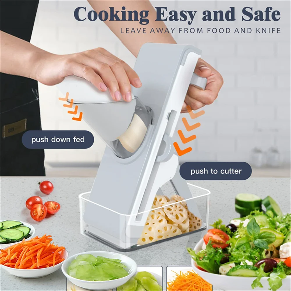 

5 in 1 Multifunctional Vegetable Cutter Adjustable Grater Shredding Artifact Meat Chopper Grater Mandoline Slicer Kitchen Tool