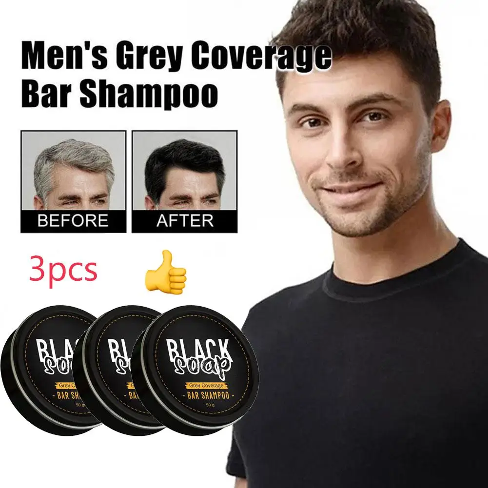 

3PCS Hair Darkening Shampoo Bar Soap Anti Dandruff Deep Cleansing Improve Itchy Head Frizz Black Nourishment Beautiful Hair Care