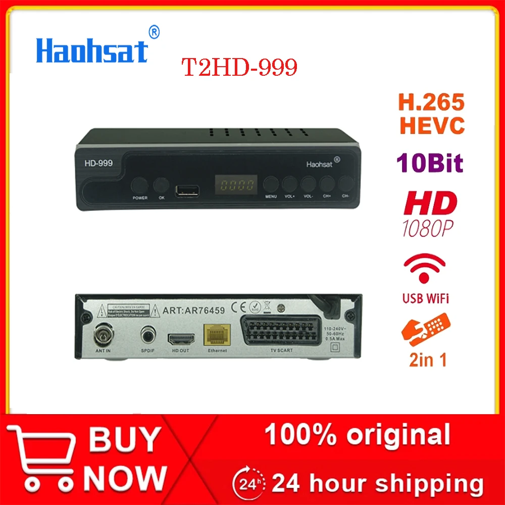 

Haohsat DVB T2HD-999 DVB-T2 Tuner Hevc H265 Belangrijkste 10Bit 1080P Hdmi Tv Stick Digitale Terrestrial Tv Box 2 in1 Tv Remote