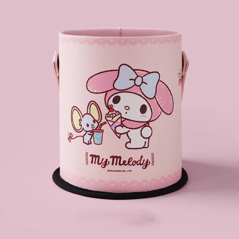 Фото Кавайная аниме Sanrio Cinnamoroll My Melody Автомобильная мусорная корзина мультяшное милое автомобильное ведро для хранения многофункциональная Водонепроницаемая коробка для хранения №4