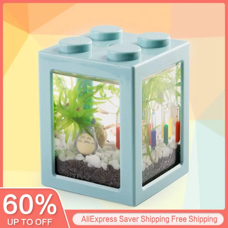 

Creative Multicolor Stackable Building Blocks Ecological Mini Aquarium Fish Tank Small Reptile Insect Pet Box Landscape Seaweed