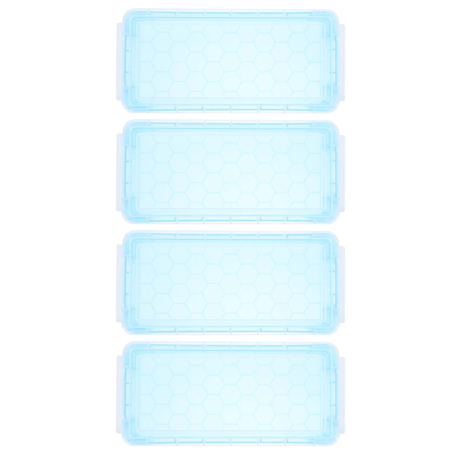 

4pcs Durable Sketch Transparent Pencil Case Compartment Storage Box (Blue)