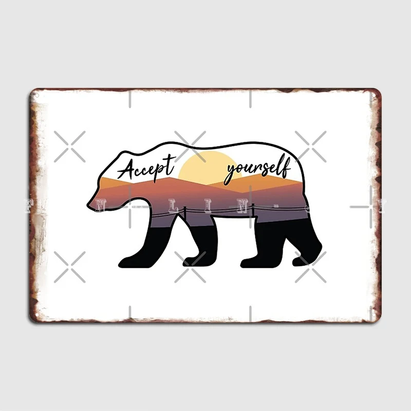 

Accept Yourself Motivation Quotes With Bear Poster Metal Plaque Plaques Wall Pub Mural Customize Tin Sign Poster