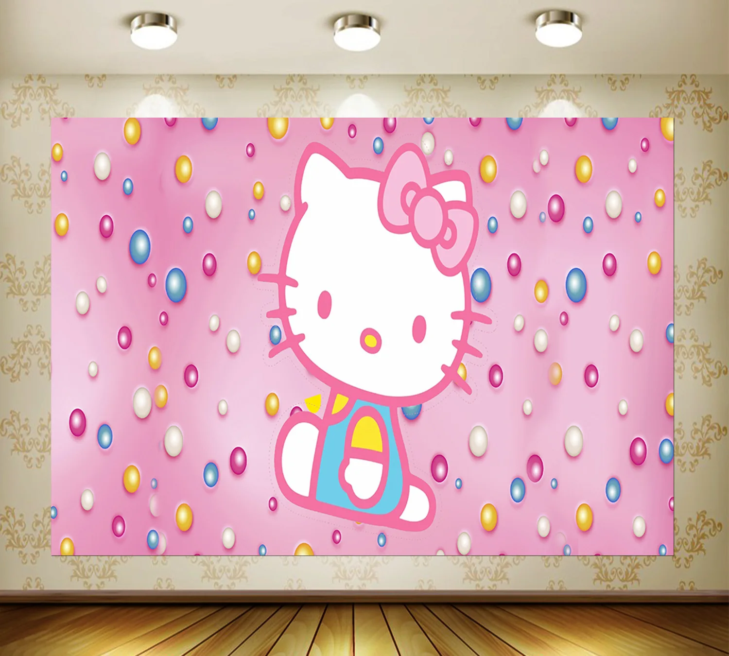 Фон для студийной фотосъемки с рисунком Hello Kitty на день рождения | Дом и сад