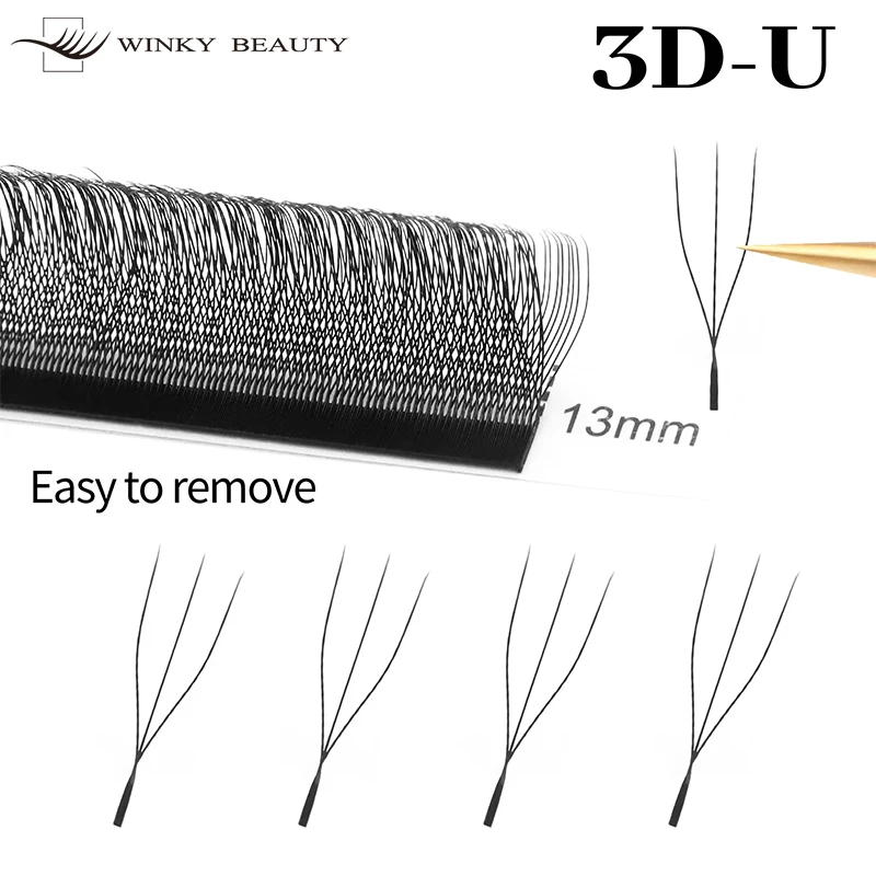Фото winky beauty U3DW U4DW U5DW Ручной работы Матовые черные накладные ресницы Натуральные U-образной формы Премиум-качества Мягкие 0.07 Веерки W Bloom Lashes №4
