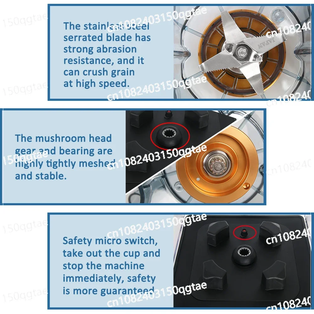 Блендер на 4 л большая емкость 2200 Вт коммерческая соковыжималка звукоизоляция 30000