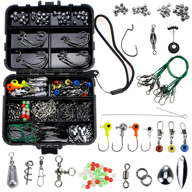 

249Pcs/Box Carp Fishing Tackle Kit Including Swivels Hooks Anti Tangle Sleeves Hook Stop Beads Bait Screw Accessories