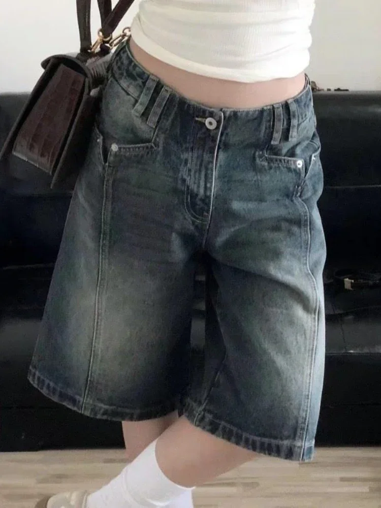 HOUZHOU Y2K винтажные женские джинсовые шорты мешковатые корейские широкие джинсы с