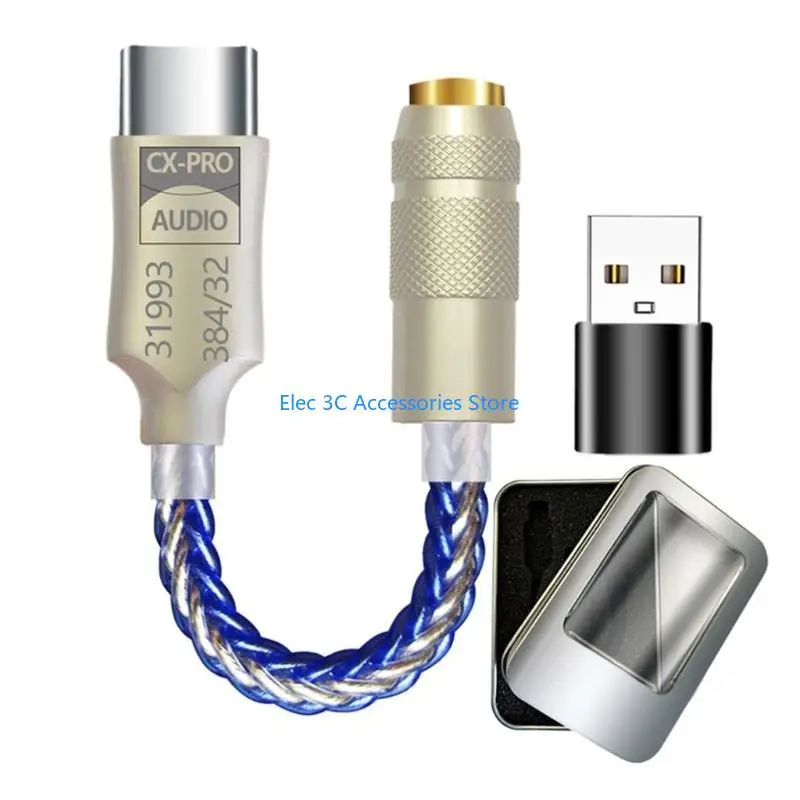 Фото Y51A Адаптер типа C на 3,5 мм Чип CX31993 Адаптер для наушников USB C Адаптер ЦАП 3,5 мм №4