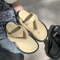 koovan women slipppers 2022 new summer thick heel wedges casual flip flops sandals beach slippers bread outdoor shoes womens